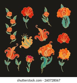 Set of decorative flowers