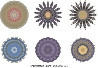 Un conjunto de flores decorativas, estrellas. Archivo vector para diseños.