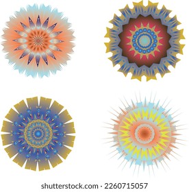 Un conjunto de flores decorativas, estrellas. Archivo vector para diseños.