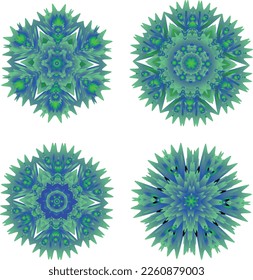 Un conjunto de flores decorativas, estrellas. Archivo vector para diseños.