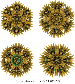 Un conjunto de flores decorativas, estrellas. Archivo vector para diseños.