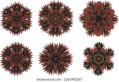 Un conjunto de flores decorativas, estrellas. Archivo vector para diseños.