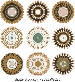 Un conjunto de flores decorativas, estrellas.  Archivo vector para diseños.