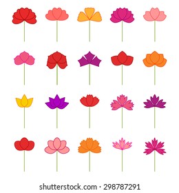 Set of decorative flowers, vector illustration