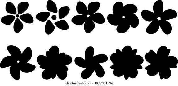 Set of decorative flowers. Vector image.