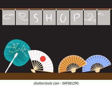 Set of decorative folding fans,vector illustrations