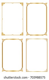 Set Decorative frame and borders, Golden frame on white background. Thai pattern