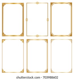 Set Decorative frame and borders, Golden frame on white background. Thai pattern