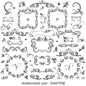 Set of decorative frame and design element