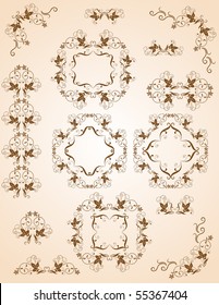 Set of decorative frame and design element