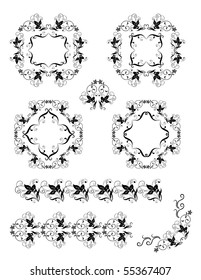 Set of decorative frame and design element