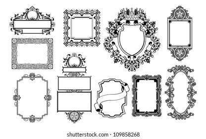 A set of decorative frame graphic design elements