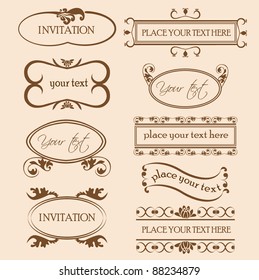 set of decorative frame ornaments for text in vector