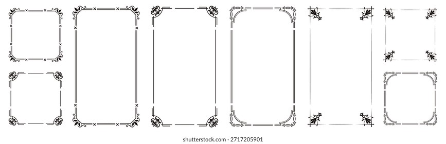 A set of decorative frames with an antique feel. Decorative borders with a luxurious look. Elegant vintage-style frames.