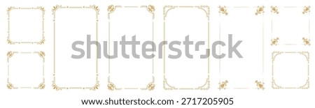 A set of decorative frames with an antique feel. Luxurious gold decorative borders. Elegant vintage-style frames.