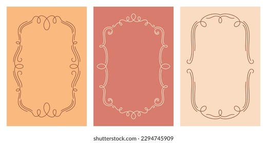 Set of decorative frames. Background for business cards design, birthday cards, congratulations, wedding invitation templates, backdrop for social media.