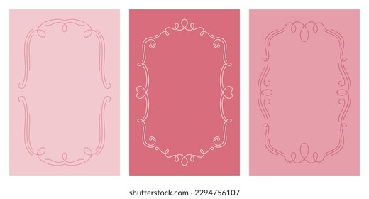 Set of decorative frames. Background for business cards design, birthday cards, congratulations, wedding invitation templates, backdrop for social media.