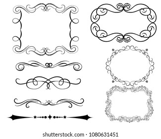 Set of decorative frames, borders, dividers.