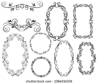 Set of decorative frames, borders, dividers.