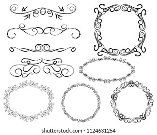 Set of decorative frames, borders, dividers.