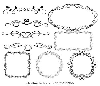 Set of decorative frames, borders, dividers.