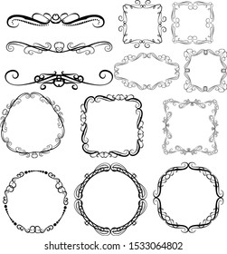 Set Decorative Frames Borders Dividers Stock Vector (Royalty Free ...