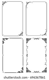 Set Decorative frames and borders, on white background, Thai pattern