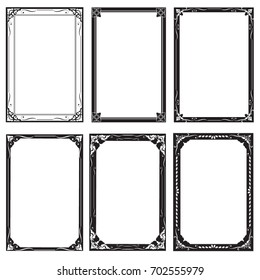 Set Decorative frames and borders, on white background
