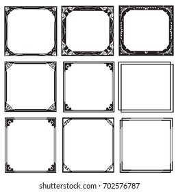 Set Decorative Frames Borders Square On Stock Vector (Royalty Free ...