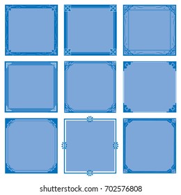 Set Decorative frames and borders, Square, Thai pattern Vector illustration