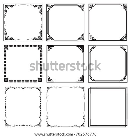 Set Decorative Frames Borders Square On Stock Vector (Royalty Free ...