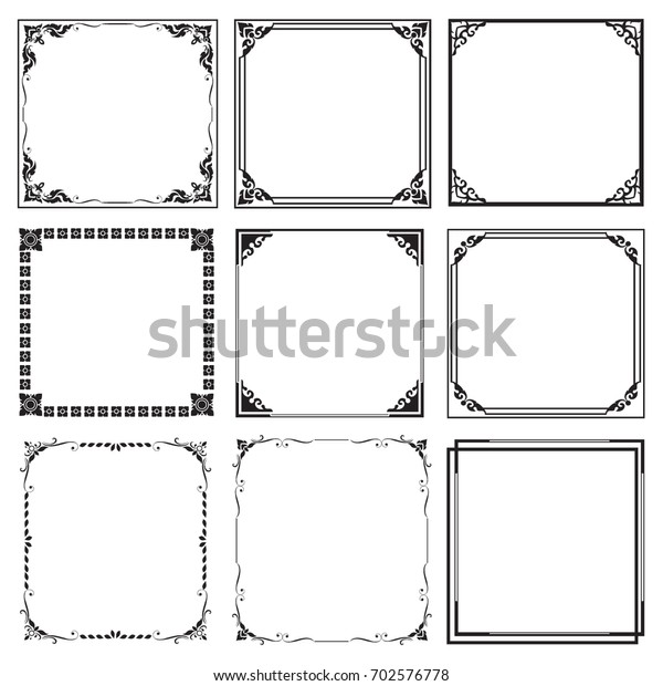 Set Decorative Frames Borders Square On Stock Vector (royalty Free 