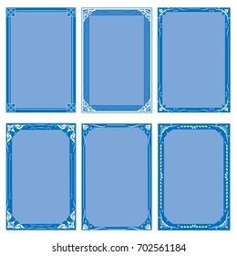 Set Decorative frames and borders , Thai pattern Vector illustration