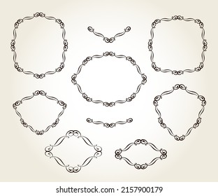 Set of decorative frames of different shapes.