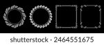 Set of decorative frames Elegant vector element for design in Eastern style, place for text. Floral black and white borders. Lace illustration for invitations and greeting cards.
