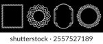 Set of decorative frames Elegant vector element for design in Eastern style, place for text. Floral black and white borders. Lace illustration for invitations and greeting cards.