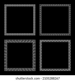 Set of decorative frames Elegant vector element for design in Eastern style, place for text. Floral black and white borders. Lace illustration for invitations and greeting cards.