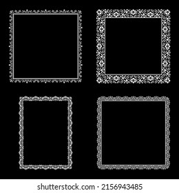 Set of decorative frames Elegant vector element for design in Eastern style, place for text. Floral black and white borders. Lace illustration for invitations and greeting cards.