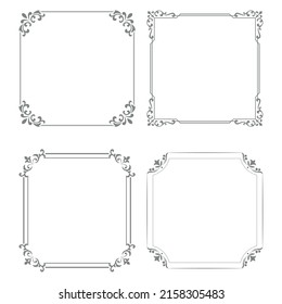 Conjunto de marcos decorativos Elegante elemento vector para el diseño en estilo oriental, lugar para el texto. Bordes florales grises y blancos. Ilustración de encaje para invitaciones y tarjetas de felicitación