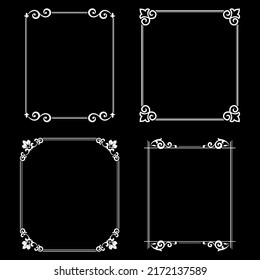 Set of decorative frames Elegant vector element for design in Eastern style, place for text. Floral black and white borders. Lace illustration for invitations and greeting cards.