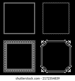 Set of decorative frames Elegant vector element for design in Eastern style, place for text. Floral black and white borders. Lace illustration for invitations and greeting cards.