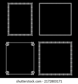 Set of decorative frames Elegant vector element for design in Eastern style, place for text. Floral black and white borders. Lace illustration for invitations and greeting cards.