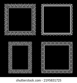Set of decorative frames Elegant vector element for design in Eastern style, place for text. Floral black and white borders. Lace illustration for invitations and greeting cards.