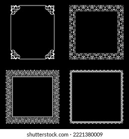 Set of decorative frames Elegant vector element for design in Eastern style, place for text. Floral black and white borders. Lace illustration for invitations and greeting cards.