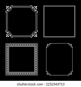 Set of decorative frames Elegant vector element for design in Eastern style, place for text. Floral black and white borders. Lace illustration for invitations and greeting cards.