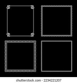 Set of decorative frames Elegant vector element for design in Eastern style, place for text. Floral black and white borders. Lace illustration for invitations and greeting cards.