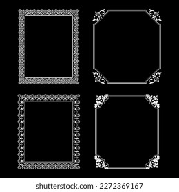 Set of decorative frames Elegant vector element for design in Eastern style, place for text. Floral black and white borders. Lace illustration for invitations and greeting cards.