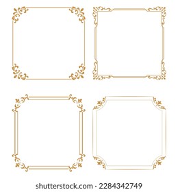 Set of decorative frames Elegant vector element for design in Eastern style, place for text. Floral gold and white borders. Lace illustration for invitations and greeting cards