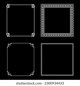 Set of decorative frames Elegant vector element for design in Eastern style, place for text. Floral black and white borders. Lace illustration for invitations and greeting cards.