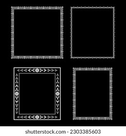 Set of decorative frames Elegant vector element for design in Eastern style, place for text. Floral black and white borders. Lace illustration for invitations and greeting cards.